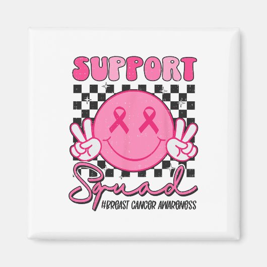 Support Squad Smile Gezicht Borstkanker Bewustzijn Magneet (Voorkant)