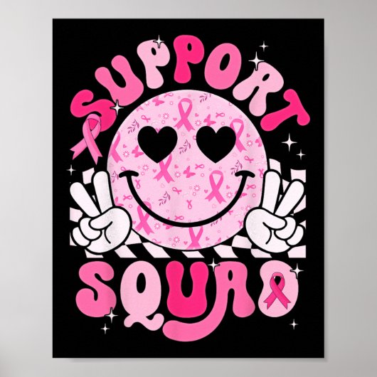 Support Squad Smile Gezicht Borstkanker Bewustzijn Poster (Voorkant)