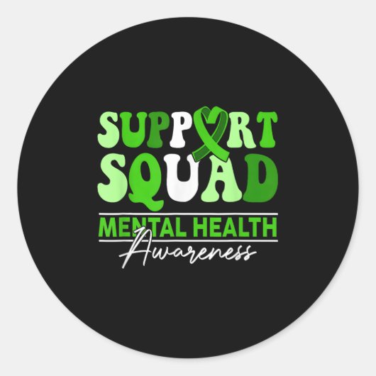Support Squad Sunflower Hair Mental Health Awarene Ronde Sticker (Voorkant)