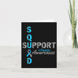 Support Squad T1d T2d Diabetes Grijs Blauw Lint Kaart