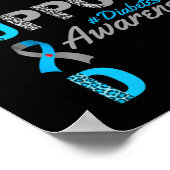 Support Squad T1d T2d Diabetes Grijs Blauw Lint Poster (Hoek)