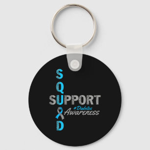 Support Squad T1d T2d Diabetes Grijs Blauw Lint Sleutelhanger
