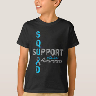 Support Squad T1d T2d Diabetes Grijs Blauw Lint T-shirt