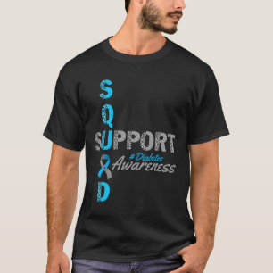 Support Squad T1d T2d Diabetes Grijs Blauw Lint T-shirt
