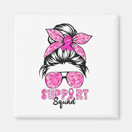 Support Squad Team Breast Cancer Awareness Warrior Magneet (Voorkant)