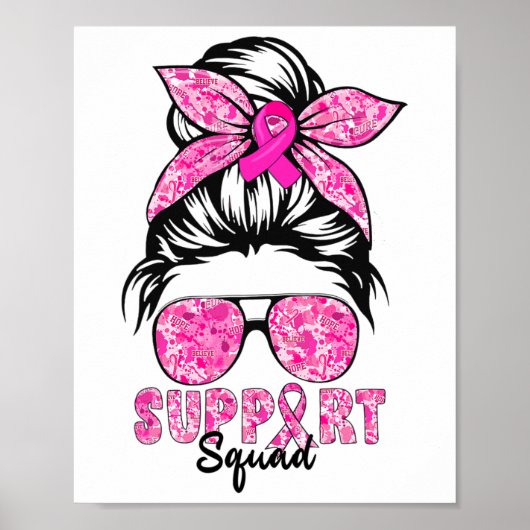 Support Squad Team Breast Cancer Awareness Warrior Poster (Voorkant)