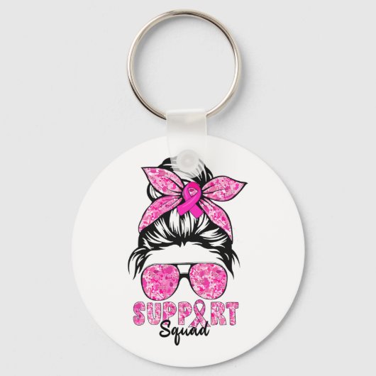 Support Squad Team Breast Cancer Awareness Warrior Sleutelhanger (Voorkant)