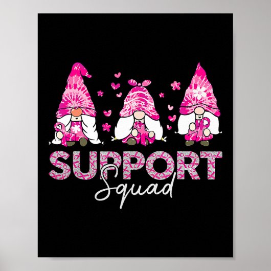 Support Squad Tie Dye Gnome Borstkanker Awarenes Poster (Voorkant)
