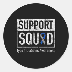 Support Squad Type 1 Diabetes Awareness Ribbon Ronde Sticker