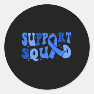 Support Squad Type 1 Diabetes Awareness T1D Blue R Ronde Sticker