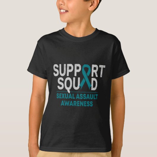 Support Squad UAL Adult Awareness Month Blauwgroen T-shirt (Voorkant)