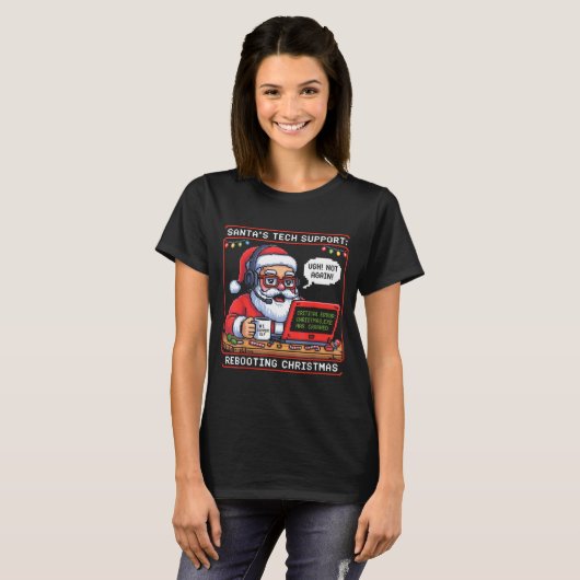 Support Tech s Santa Rebooting Magic T-shirt (Voorkant volledig)