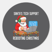 Support Tech Santa's Rebooting Joke Ronde Sticker (Voorkant)