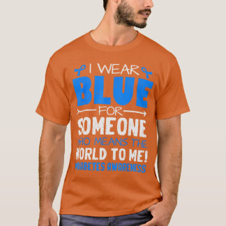Support Type 1 Diabetes Awareness T1D Ribbon Blue  T-shirt