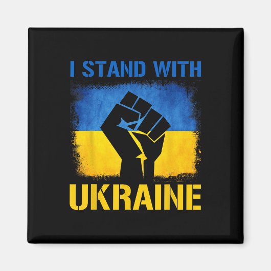 Support Ukraine Flag I Stand With Ukraine Magneet (Voorkant)