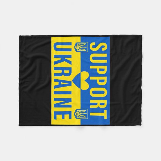 Support Ukraine Flag With Heart  Fleece Deken (Voorkant (Horizontaal))