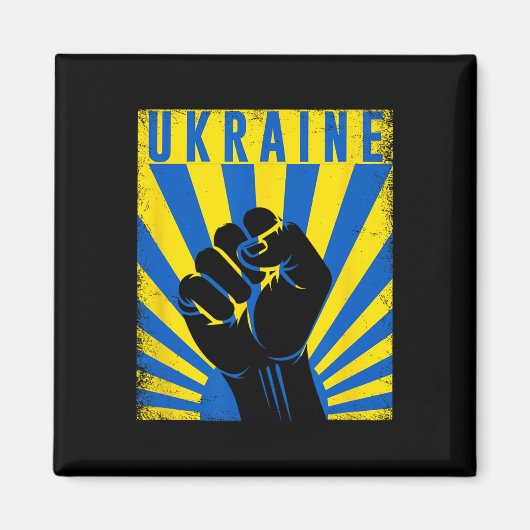 Support Ukraine Hand Fist Ukraine Resist Protest U Magneet (Voorkant)