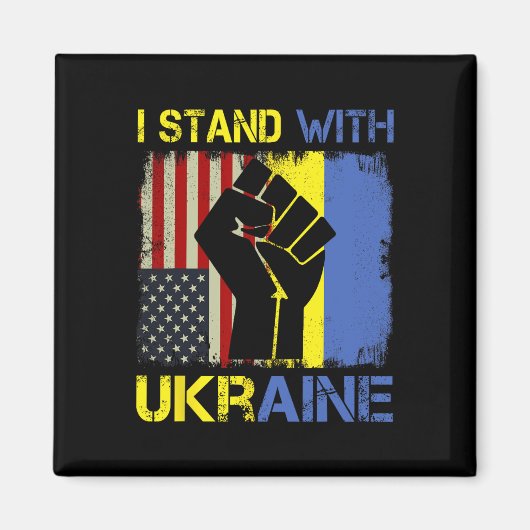 Support Ukraine I Stand With Ukraine Ukrainian Fla Magneet (Voorkant)