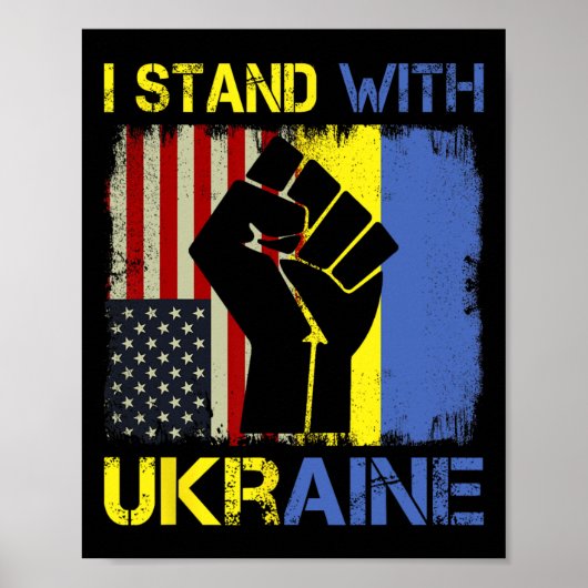 Support Ukraine I Stand With Ukraine Ukrainian Fla Poster (Voorkant)