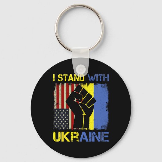 Support Ukraine I Stand With Ukraine Ukrainian Fla Sleutelhanger (Voorkant)