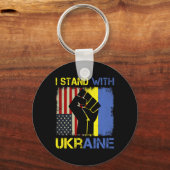Support Ukraine I Stand With Ukraine Ukrainian Fla Sleutelhanger (Voorkant)