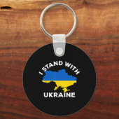 Support Ukraine I Stand With Ukraine Ukrainian Map Sleutelhanger (Voorkant)