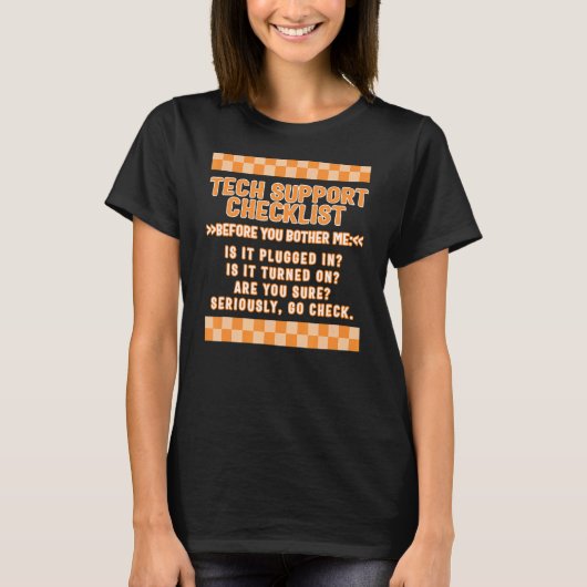 Support voor computertechnici Checklist IT Prof T-shirt (Voorkant)