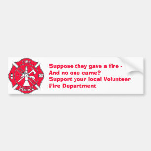 Support voor de lokale afdeling Vuur van vrijwilli Bumpersticker