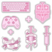 Support voor het hoofdroze gamerpakket sticker (Voorkant)