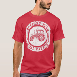 Support voor je lokale boer Letter Print Tractors T-shirt
