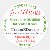 Support voor lokale artistieke bedrijven ronde sticker (Voorkant)