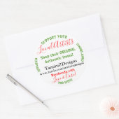 Support voor lokale artistieke bedrijven ronde sticker (Envelop)