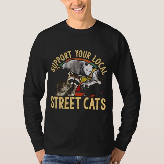Support voor lokale straatkatten. Raccoon, Skunk T-shirt (Voorkant)