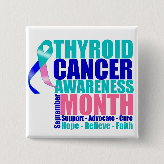 Support voor Thyroid Cancer Awareness Maand Vierkante Button 5,1 Cm (Voorkant)