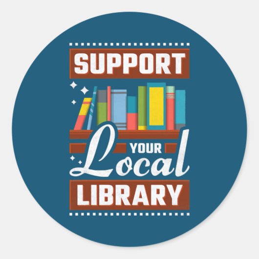 Support voor uw lokale bibliotheekbank ronde sticker (Voorkant)