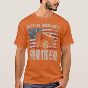 Support voor uw lokale boer USA Flag Patriotic Boe T-shirt