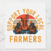 Support voor uw lokale boeren, Boerderij en Ranch  Wijn Etiket (Enkel label)