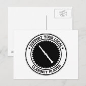 Support voor uw lokale Clarinet Player Briefkaart (Voorkant / Achterkant)