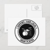 Support voor uw lokale drumspeler briefkaart (Voorkant / Achterkant)