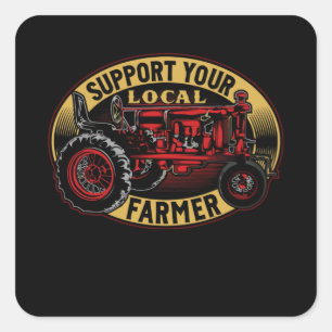 Support voor uw lokale landbouwer vierkante sticker