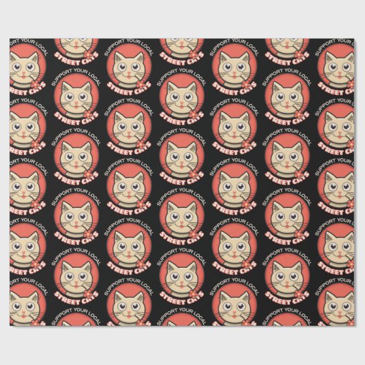 Support voor uw lokale straatkatten cadeaupapier (Vlak)