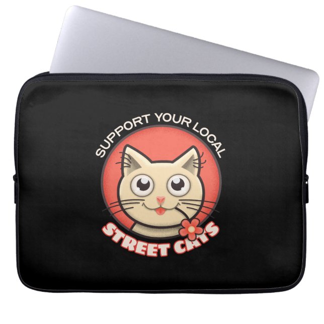 Support voor uw lokale straatkatten laptop sleeve (Voorkant)
