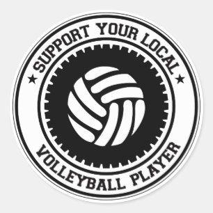 Support voor uw lokale volleybalspeler ronde sticker