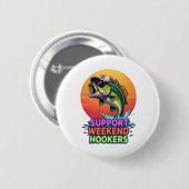 Support Weekend S – Funny Vissen Cartoon Design S Ronde Button 5,7 Cm (Voorkant /achterkant)