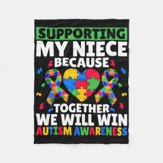 Supporting My Niece Together We Win Autism Awarene Fleece Deken