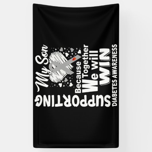 Supporting My Son Diabetes Awareness Month Spandoek (Verticaal)