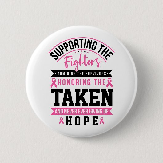 Supporting The Fighters Breast Cancer Awareness Ronde Button 5,7 Cm (Voorkant)