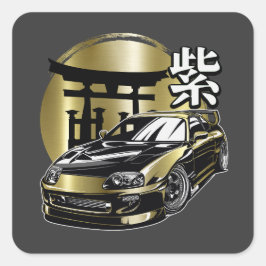 Supra MK 4 Gouden Drift Auto Vierkante Sticker