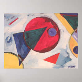 Suprematistische compositie met driehoek poster