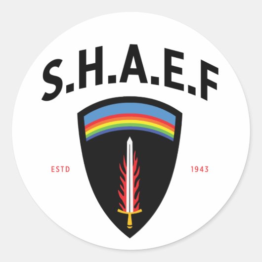 Supreme Headquarters Allied Expeditionary Force T Ronde Sticker (Voorkant)